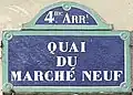 Plaque portant l'ancien nom du quai.