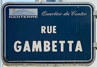Plaque de rue à Nanterre.