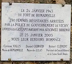 Plaque en souvenir du « convoi des 31&nbsp;000 ».