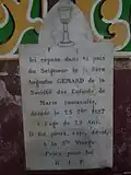 Plaque en hommage à Augustin Gémard dans la Basilique-cathédrale de l'Immaculée-Conception de Castries.
