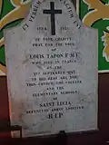 Plaque en hommage à Louis Tapon dans la Basilique-cathédrale de l'Immaculée-Conception de Castries.
