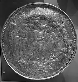 « Plat d'Achille ». Argent, Diam. 71 cm. Fin du IVe siècle EC. Trouvé dans le Rhône.