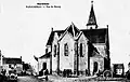 Pleucadeuc : la Place de l'Église au début du XXe&nbsp;siècle (carte postale).