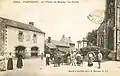 Plourivo : la Place du Bourg et la poste au début du XXe&nbsp;siècle (carte postale Émile Hamonic).