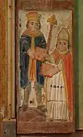 Chapelle Notre-Dame-de-Berven : le retable de saint Éloi (saint Éloi et le roi Dagobert).