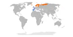 Carte de répartition du Pluvier doré.