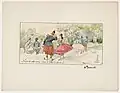 Pochette de la marraine (Samedi), sans date, dessin signé Henriot