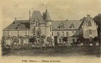 Château de Concley, carte postale d'archive.