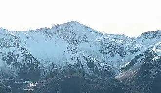 Vue de la pointe de la Sandonière depuis la chapelle Notre-Dame-des-Anges de l'Arcellin à Orelle.