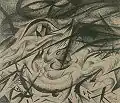 L'incendie de Kiev. 1916. Papier, charbon de bois. 27х32 cm. Musée national d'art d'Ukraine, Kiev.
