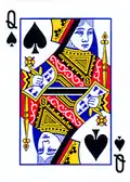 Dame de pique, portrait anglais, jeu de poker.