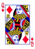 Dame de carreau, portrait anglais, jeu de poker.