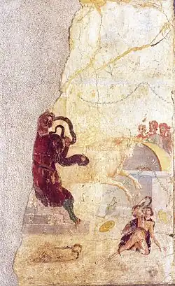 fresque romaine de la Casa di Laocoonte (avant 50 apr.&nbsp;J.-Chr.) représentant la mort de Laocoon.