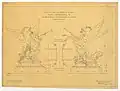 Exposition universelle de 1900 pont Alexandre-III. Groupes en bronze doré couronnant les pylônes (Archives nationales).
