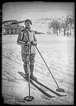 Le sergent Béraud du 159e&nbsp;régiment d'infanterie alpine, gagnant de la course militaire de ski, le 30 janvier 1926.