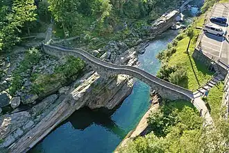 Vue aérienne du pont.
