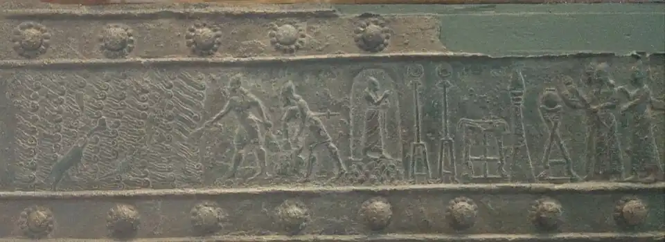 Consécration d'un bas-relief représentant le roi Salmanazar III sur les bords du lac de Van (Urartu).