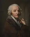 Portrait de Jean-Baptiste Greuze, huile sur toile, 54&nbsp;×&nbsp;46,5&nbsp;cm, copie par Anna Greuze d'un autoportrait de son père, vers 1804-1805.