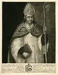 Portrait en manière noire de William Smyth, évêque de Lincoln et fondateur du Brasenose College à Oxford.