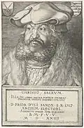 Frédéric III le Sage, d'après une gravure d'Albrecht Dürer (1524).