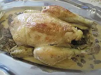 Poularde aux morilles.