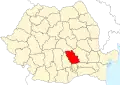 Map of Romania highlighting Prahova County