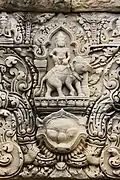 Détail d'un linteau : Indra sur Airavata