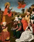 Anonyme (Allemagne du Sud), Prédication de saint Jacques, seconde moitié du XVe&nbsp;siècle, huile et tempera sur bois, 44,5&nbsp;×&nbsp;37&nbsp;cm, lieu de conservation inconnu.