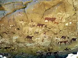 peinture rupestre sur une montagne à Manda Guéli  (Ennedi).