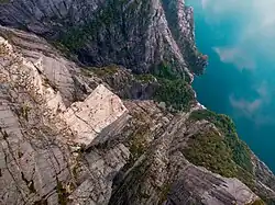 Vue en plongée de Preikestolen.