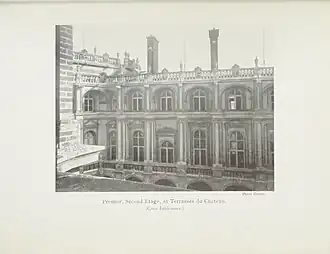 Premier, second étage et terrasses du château, photographiés par Paul Gruyer vers 1920.