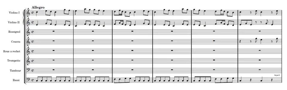Premier mouvement de la Symphonie des jouets de Leopold Mozart