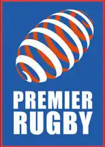 Logo sur fond bleu représentant un ballon de rugby