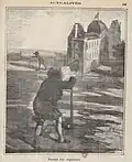 Caricature par Cham : Picard aligne la Gauche constitutionnelle sur les Tuileries (Le Charivari, 5 juillet 1870).