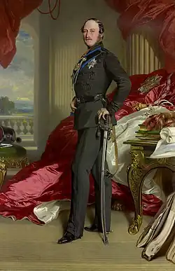 Peinture d'un homme plein pied en habits militaires.