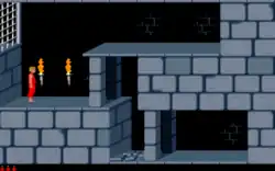 Deux mods du jeu sous MS-DOS : changement de la couleur des briques et changement de la couleur des vêtements du héros.