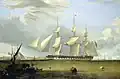 Le «&nbsp;Prince of Wales&nbsp;» embarquant des troupes à Gravesend, 1845, attribué à John Lynn, National Maritime Museum, Greenwich