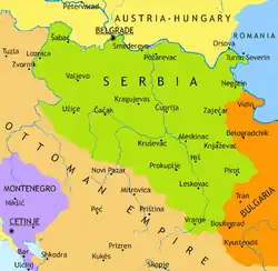 Carte du royaume de Serbie en 1878.