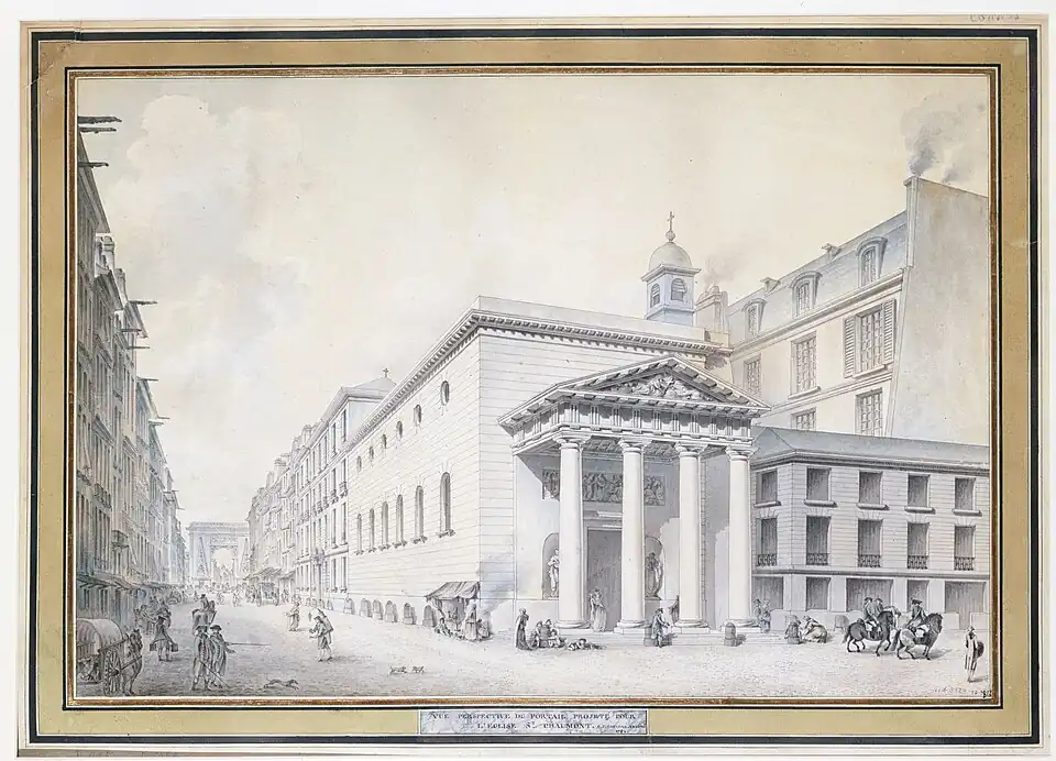 Vue de l’église des Filles de Saint-Chaumont construite en 1782 rue Saint-Denis