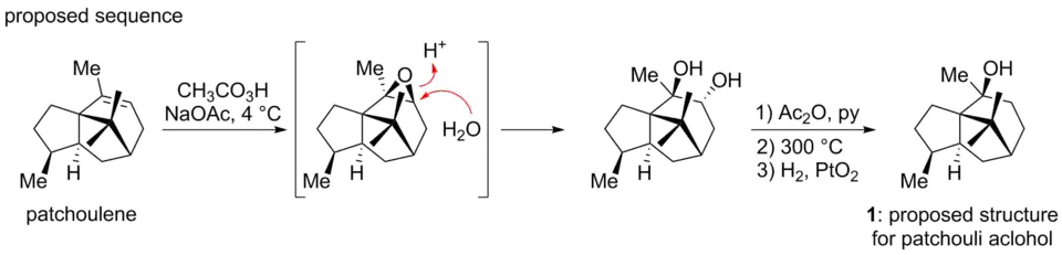 Proposition de séquence pour la synthèse de l'alcool de patchouli.