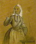 Jeune fille bretonne examinant une croix d'or (Musée départemental breton).
