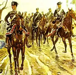 Cavalerie prussienne au début du XIXe&nbsp;siècle.