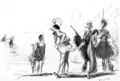 Ce dessin d'un numéro de Punch en 1914 met lui aussi en scène le tournage d'un film sur les « cannibales ».