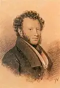 Portrait de Pouchkine à son retour d'exil en 1826 par Vivien