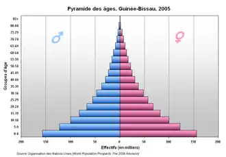 Pyramide des âges de la Guinée-Bissau en 2005