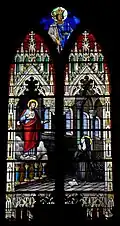 Vitrail de l'apparition du Sacré-Cœur à sainte Marguerite-Marie Alacoque.