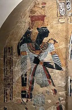 La reine Ahmès-Néfertary déifiée. Tombe d'Inerkhaouy TT359. Deir el-Medineh, XXe dyn.Neues Museum