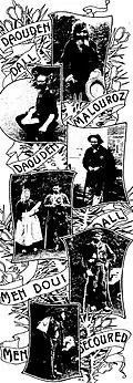 Quelques mendiants au pardon de Saint-Jean-du-Doigt vers 1904 (dessin de Charles Géniaux).