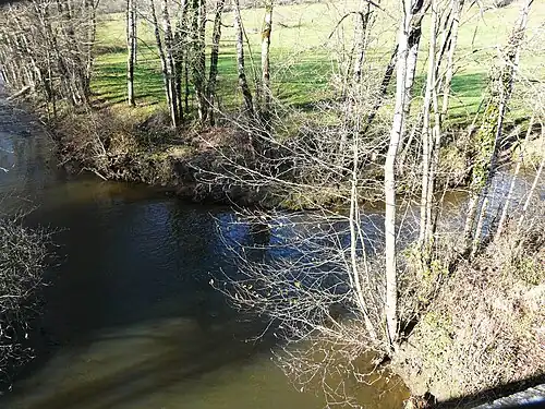 Le confluent de la Queue d'Âne (arrivant de la droite) et de la Côle (venant du bas).