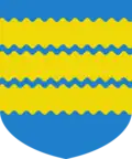 D'azur, à trois fasces ondées d'or.